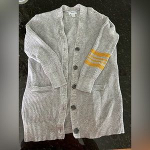 Old Navy Grey Boyfriend Cardigan with yellow stripe detail.  Size L 10/12